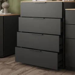 Kommode Betti Anthrazit/Sonoma 30 x 83.6 cm mit 4 Schubladen Vicco