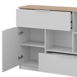 Kommode Betti Weiß/Sonoma 120 x 83.6 cm 2x Tür, 2x Schublade und 1x offenes Fache Vicco