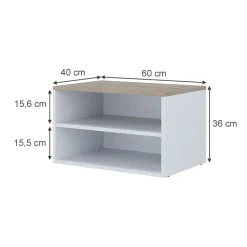 Kommode Betti Weiß/Sonoma 60 x 36 cm mit 2 Fächern Vicco