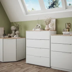 Kommode Betti Weiß/Sonoma 30 x 83.6 cm mit 4x Schublade Vicco