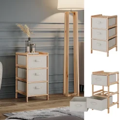 Kommode Bruno Beige 34.5 x 67 cm mit 3 Stoffschubladen Vicco