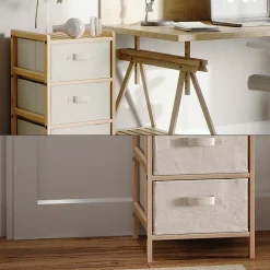 Kommode Bruno Beige 34.5 x 67 cm mit 3 Stoffschubladen Vicco