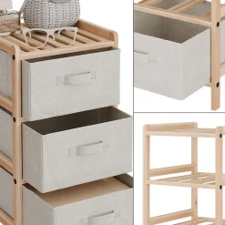 Kommode Bruno Beige 34.5 x 67 cm mit 3 Stoffschubladen Vicco