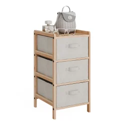 Kommode Bruno Beige 34.5 x 67 cm mit 3 Stoffschubladen Vicco