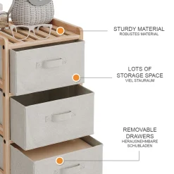 Kommode Bruno Beige 34.5 x 67 cm mit 3 Stoffschubladen Vicco