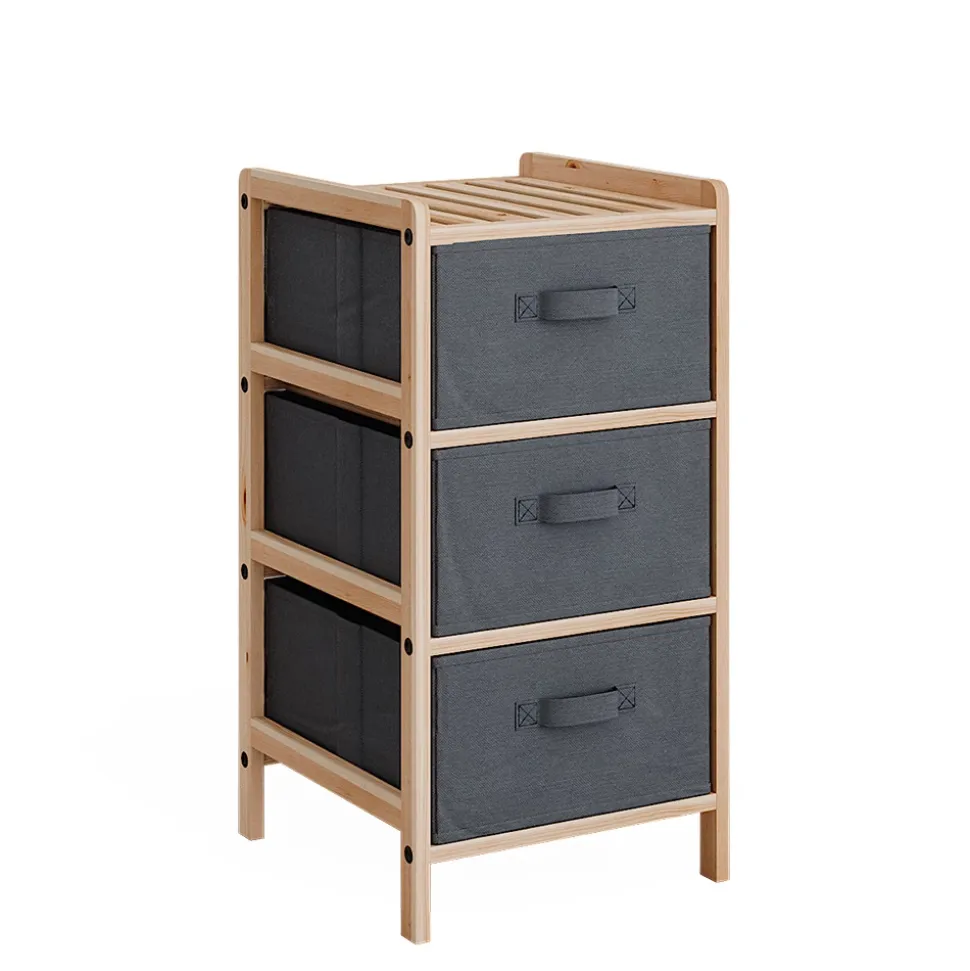 Kommode Bruno Grau 34.5 x 67 cm mit 3 Stoffschubladen Vicco