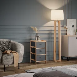 Kommode Bruno Grau 34.5 x 67 cm mit 3 Stoffschubladen Vicco