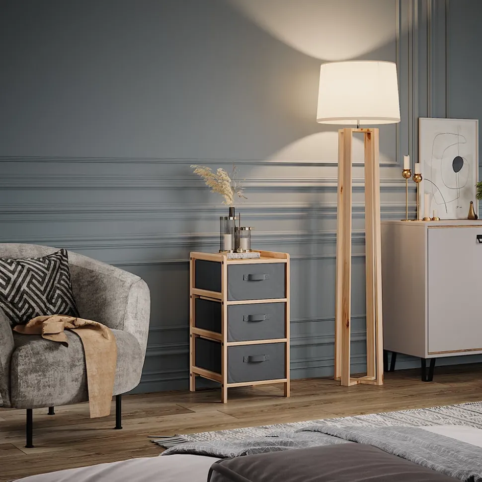 Kommode Bruno Grau 34.5 x 67 cm mit 3 Stoffschubladen Vicco