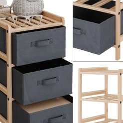 Kommode Bruno Grau 34.5 x 67 cm mit 3 Stoffschubladen Vicco