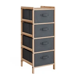 Kommode Bruno Grau 34.5 x 86 cm mit 4 Stoffschubladen Vicco