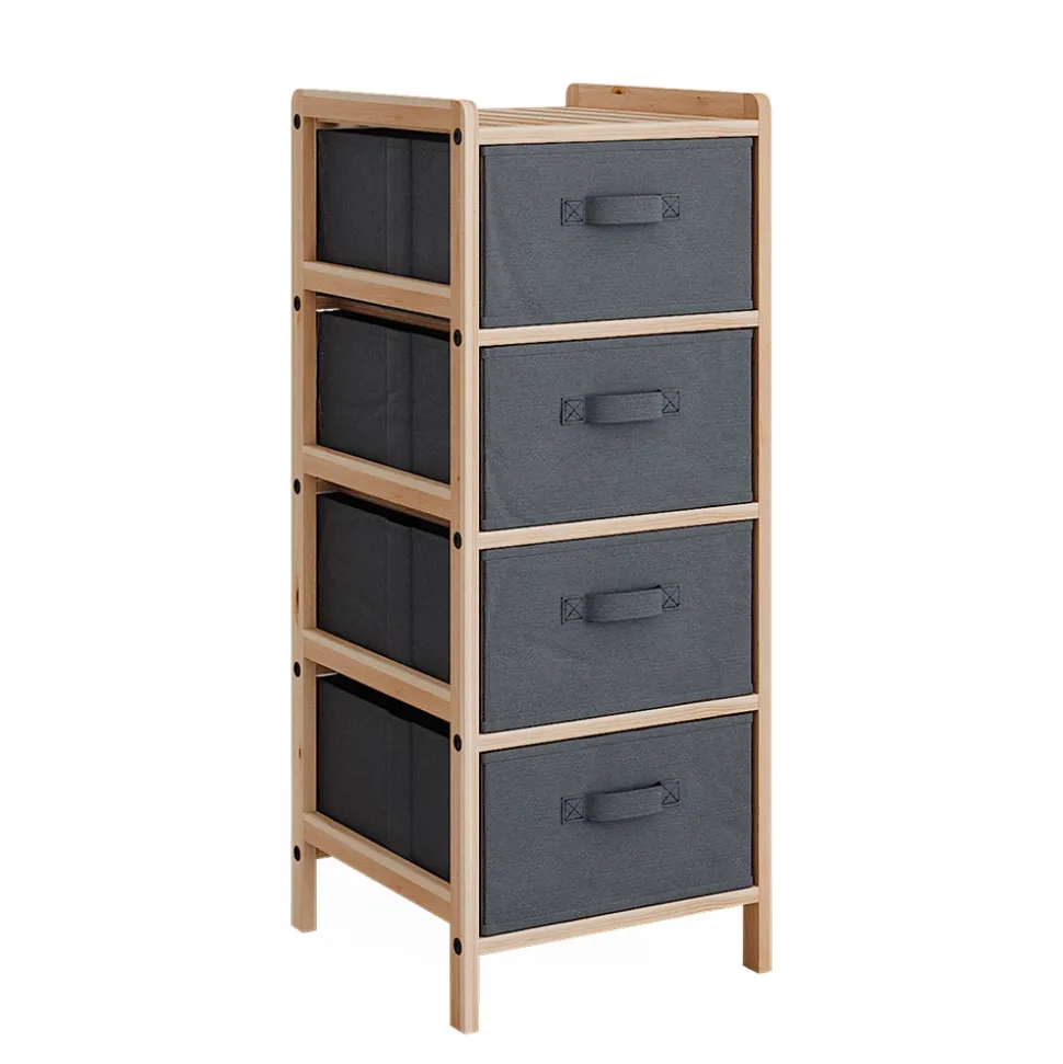 Kommode Bruno Grau 34.5 x 86 cm mit 4 Stoffschubladen Vicco