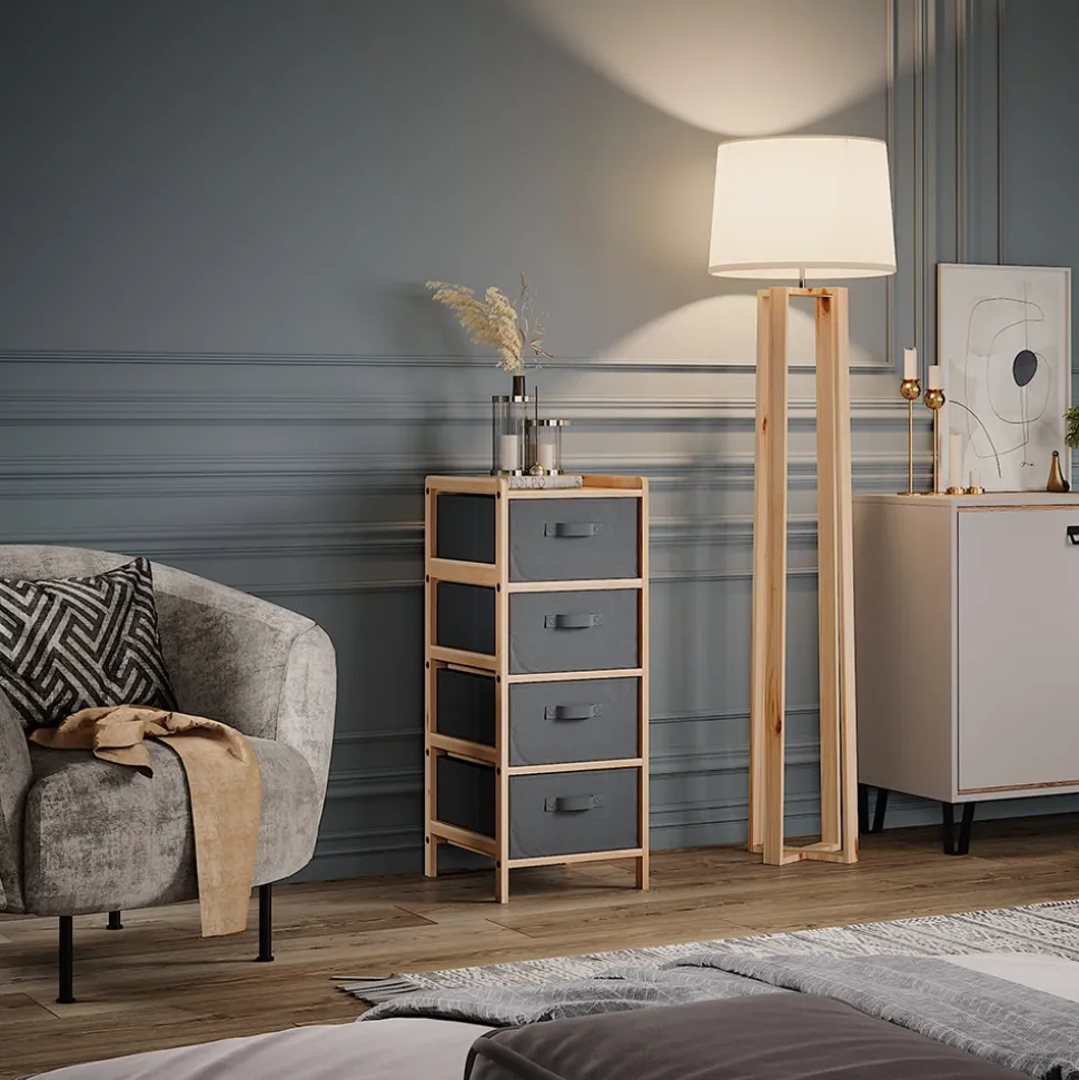 Kommode Bruno Grau 34.5 x 86 cm mit 4 Stoffschubladen Vicco