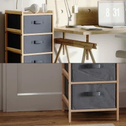 Kommode Bruno Grau 34.5 x 86 cm mit 4 Stoffschubladen Vicco