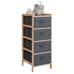 Kommode Bruno Grau 34.5 x 86 cm mit 4 Stoffschubladen Vicco