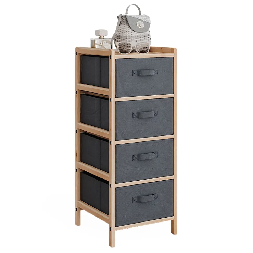 Kommode Bruno Grau 34.5 x 86 cm mit 4 Stoffschubladen Vicco