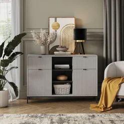 Kommode Eliza Grau 120 x 81.2 cm mit 2 Schubladen und 2 Türen Vicco