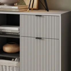 Kommode Eliza Grau 120 x 81.2 cm mit 2 Schubladen und 2 Türen Vicco