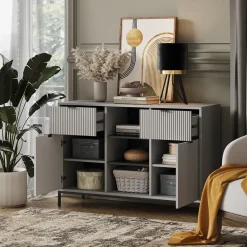 Kommode Eliza Grau 120 x 81.2 cm mit 2 Schubladen und 2 Türen Vicco