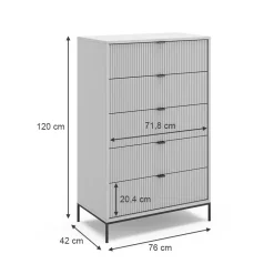 Kommode Eliza Grau 76 x 120 cm Vicco