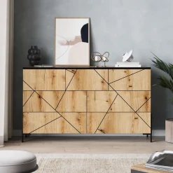 Kommode Hatto Eiche 139.8 x 80.2 cm mit 7 Schubladen Vicco