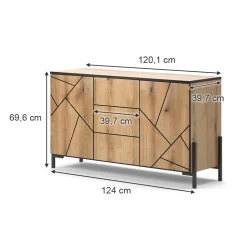 Kommode Hatto Eiche 124 x 69.6 cm Vicco