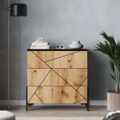 Kommode Hatto Eiche 78 x 76.8 cm mit 3 Schubladen Vicco