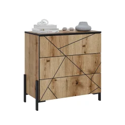 Kommode Hatto Eiche 78 x 76.8 cm mit 3 Schubladen Vicco