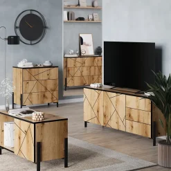 Kommode Hatto Eiche 78 x 76.8 cm mit 3 Schubladen Vicco