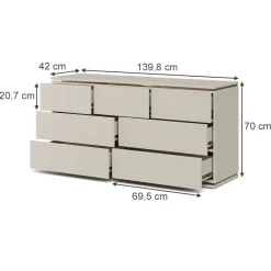 Kommode Linette Cashmere 139.8 x 70 cm mit 7 Schubladen Vicco