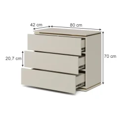 Kommode Linette Cashmere 80 x 70 cm mit 3 Schubladen Vicco