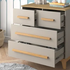 Kommode Malia Cashmere/Eiche 80 x 88 cm mit 4 Schubladen Vitalispa