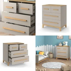 Kommode Malia Cashmere/Eiche 80 x 88 cm mit 4 Schubladen Vitalispa