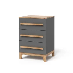 Kommode Malia Grau/Artisan 60 x 88 cm mit 3 Schubladen Vitalispa