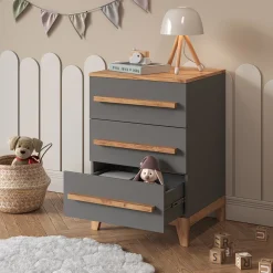 Kommode Malia Grau/Artisan 60 x 88 cm mit 3 Schubladen Vitalispa