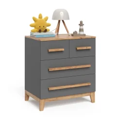 Kommode Malia Grau/Artisan 80 x 88 cm mit 4 Schubladen Vitalispa