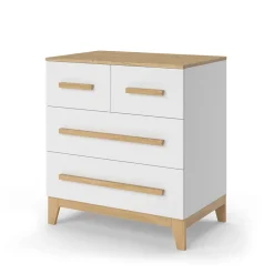 Kommode Malia Weiß 80 x 88 cm mit 4 Schubladen Vitalispa