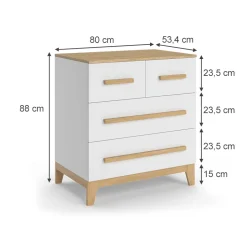 Kommode Malia Weiß 80 x 88 cm mit 4 Schubladen Vitalispa