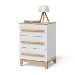 Kommode Malia Weiß/Artisan 60 x 88 cm mit 3 Schubladen Vitalispa