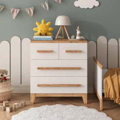 Kommode Malia Weiß/Artisan 80 x 88 cm mit 4 Schubladen Vitalispa