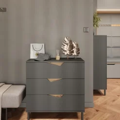 Kommode Marelle Anthrazit/Artisan 80 x 81.2 cm mit 3 Schubladen Vicco