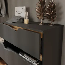 Kommode Marelle Anthrazit/Artisan 80 x 81.2 cm mit 3 Schubladen Vicco