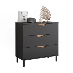 Kommode Marelle Anthrazit/Artisan 80 x 81.2 cm mit 3 Schubladen Vicco