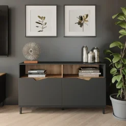 Kommode Marelle Anthrazit/Artisan 140 x 81.3 cm mit 2 Türen Vicco