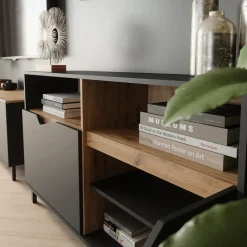 Kommode Marelle Anthrazit/Artisan 140 x 81.3 cm mit 2 Türen Vicco