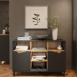 Kommode Marelle Anthrazit/Artisan 120 x 81.3 cm mit 2 Türen Vicco