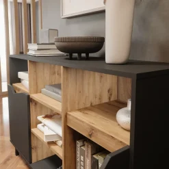 Kommode Marelle Anthrazit/Artisan 120 x 81.3 cm mit 2 Türen Vicco