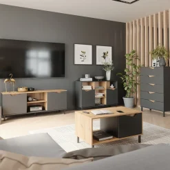 Kommode Marelle Anthrazit/Artisan 120 x 81.3 cm mit 2 Türen Vicco