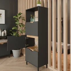 Kommode Marelle Anthrazit/Artisan 60 x 169.5 cm mit 4 Fächern Vicco