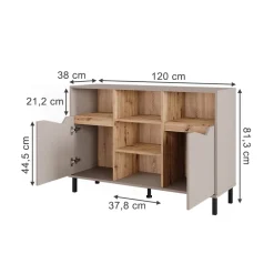 Kommode Marelle Greige/Artisan 120 x 81.3 cm mit 2 Türen Vicco