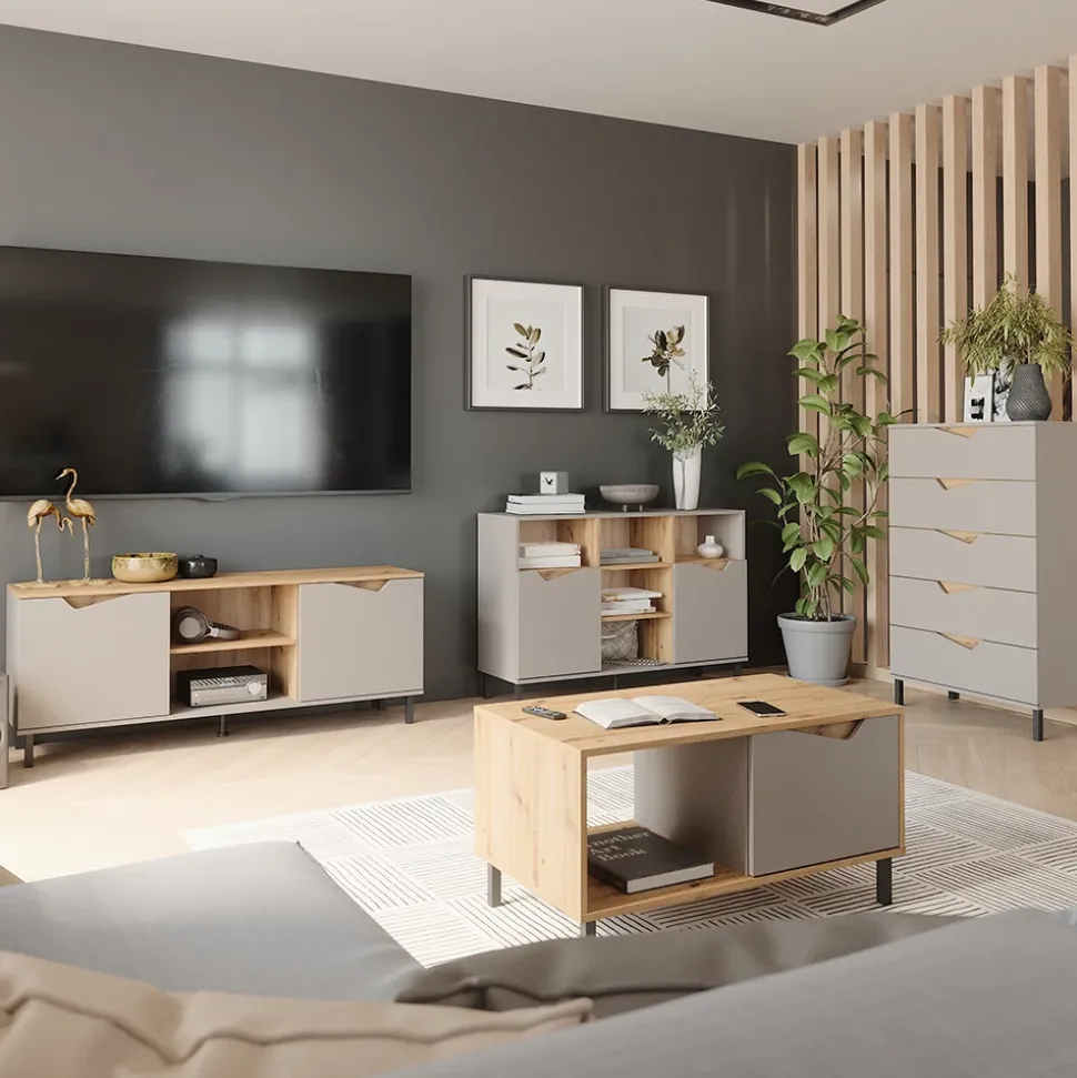 Kommode Marelle Greige/Artisan 120 x 81.3 cm mit 2 Türen Vicco